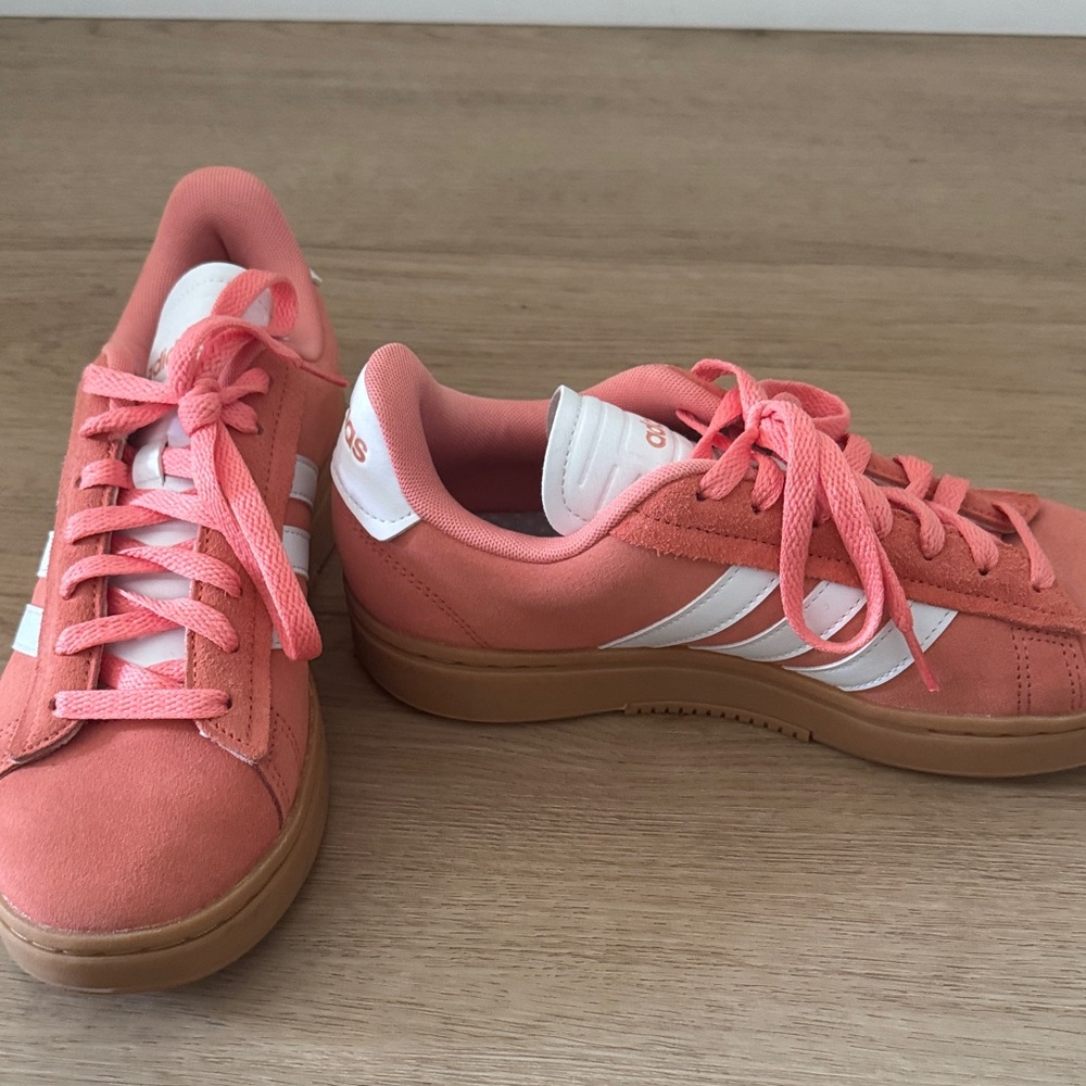 Adidas Coral and White Casual Sneakers
